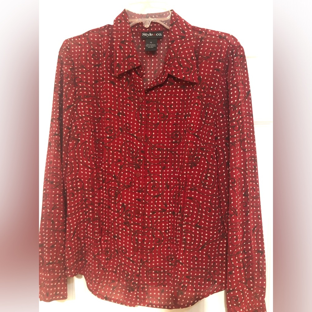 Soho Red and White Polka Dot ladies Shirt.
